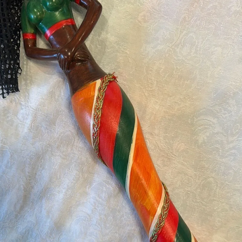 African Figurine Handcrafted Colorful Wooden African Figurine